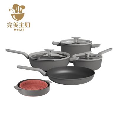 China Customized sustainable non-stick pan set kitchen home pans size customizable stylecookware cooking pot for sale