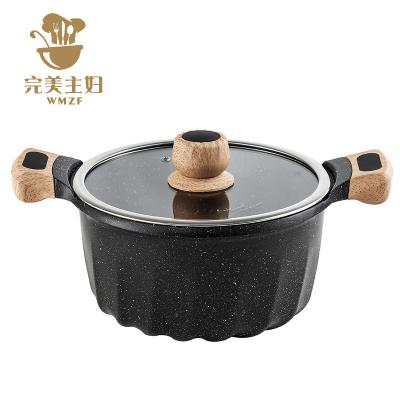 China Sustainable Die Cast Aluminum Cookware With Nonstick Coating Marble Granite Casserole Induction Bottom Soup Pot for sale