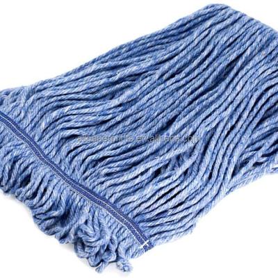 China Stocked HEAVY DUTY Commercial Mop Head Replacement, Wet Industrial Blue Cotton Looped End String Cleaning Microfiber To Mop Head Refill for sale