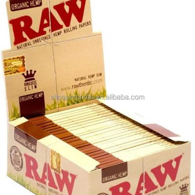 China 50 Pack King Size Slim Natural Unrefined Organic Hemp Rolling Papers Full Greaseproof Box for sale