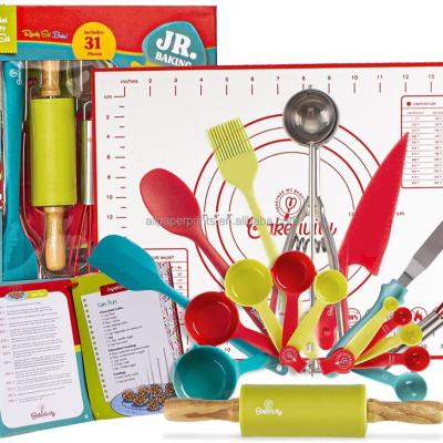 China Disposable 31 Piece Kids Cooking And Baking Set With Recipe Cooking Cards Kids Cooking Set for sale