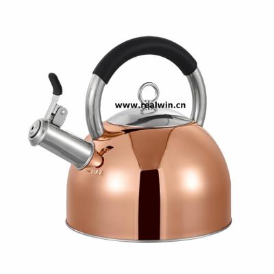 China Realwin Rose Gold Color Sustainable Body Kettle Anti Rust Anti Rust Whistling Kettle Induction Stainless Steel for sale