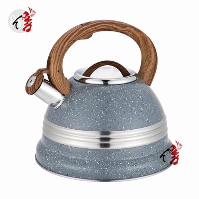 China Realwin Kettle Push Button Whistling Kettle Viable Stainless Wood Handle for sale