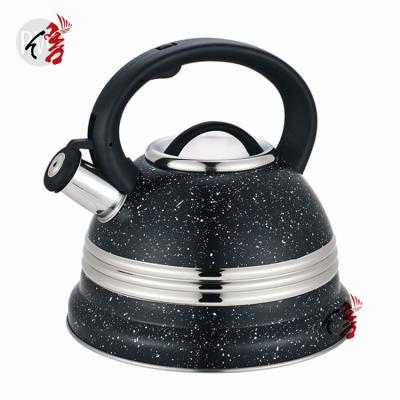 China Sustainable Whistling Kettle With Induction Bottom Color Coating Customized Realwin Fast Boiling Steel Kettle for sale