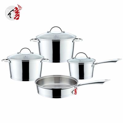 China Realwin Sustainable Metal Ware OEM Kitchen Tools Home Outdoor Camping Stainless Steel Cooking Pot Set Non Stick Cookware for sale