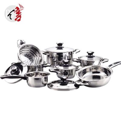 China Realwin Wide Range Stainless Steel Oven 12pcs Home and Kitchen Edge Safe Sustainable Cookware Set for sale