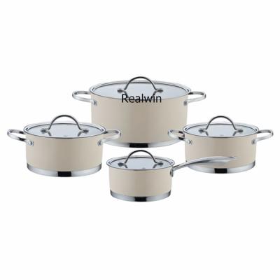 China Realwin Customized Color Sustainable Kitchen Cooking Pot Ware Set Kitchen Ware Stainless Steel Cookware Set Cooking for sale