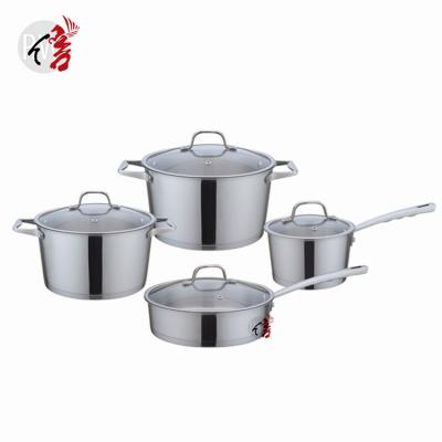 China Sustainable Realwin 8 Pcs Casserole 304 Stainless Steel Saucepan Frying Pan Cookware Set for sale