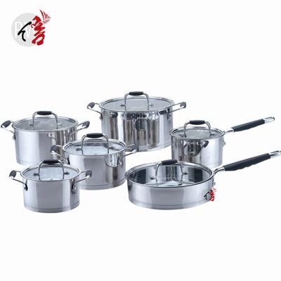 China Kitchen Sustainable Pot Aluminum Nonstick Realwin Cookware Set Pan 12 Pcs Stainless Steel Cookware Set for sale