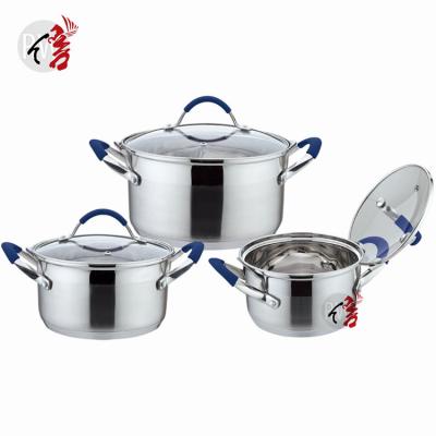 China Sustainable Casserole Sets Stainless Steel Wholesale 6 Pcs Cookware Set Induction Stove Realwin Cooking Pots for sale