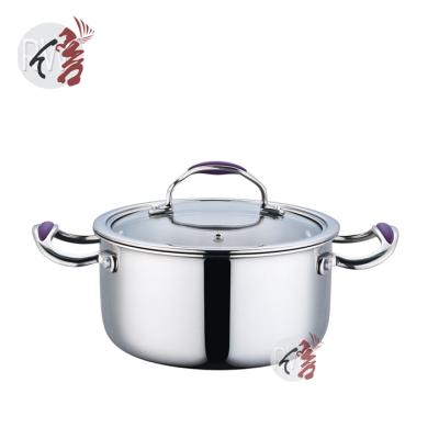 China Sustainable Triple Realwin 7pcs Stainless Steel Cookware Set with Silicone Comfort Grips for Induction for sale