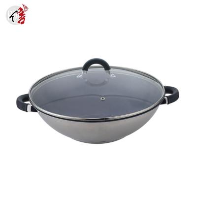 China Sustainable Household Cooking Chinese Cookware Stainless Steel Wok With Grill for sale