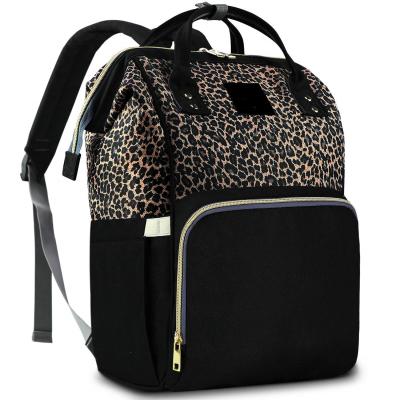 China With USB FREE SAMPLE Diaper Bag Backpack, Diaper Bags For Baby, Leopard Diaper Backpack for sale