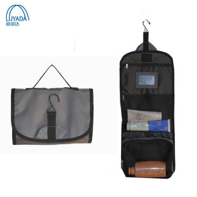 China Customized Foldable Hanging Toiletry Bag With Mirror High Quality Collapsible Travel Storage Bag For Man And Women for sale