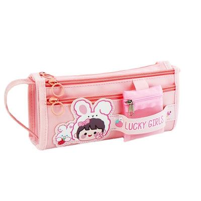 China Large Capacity Stationery Bag For Girls Multifunctional Pencil Case For Primary School Students Cute Pencil Case 0026 for sale