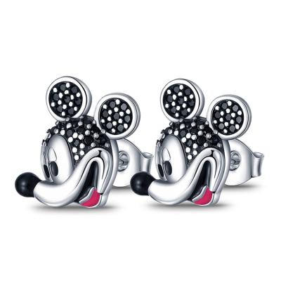 China Rechido High Quality Vintage Silver 925 Silver Women's Jewelry 2022 New Mickey Head Stud Earrings 925 Jewelry for sale