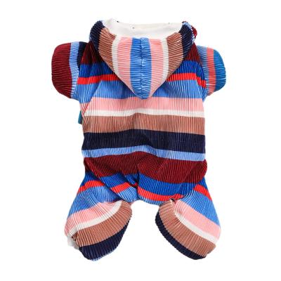 China Hot-selling Hot Customized Viable Winter Two Color Choice Suit Striped Plush Pet Inner Clothes for sale