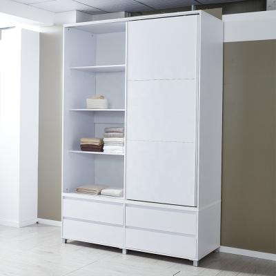 China Convertible Home Sliding Wardrobe Rolls Modern Pure White Wardrobe Closet Bedroom Wardrobes for sale