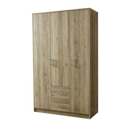 China Hot Sales Plastic Wardrobe Flat Pack Wardrobe Convertible In Wardrobe Oak 3Door 2Drawer Wardrobe for sale