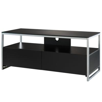 China TV Stand Two Drawers TV Unit With Metal Frame / Glass Top for sale