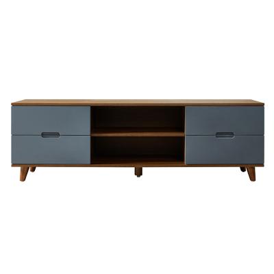 China Hote Sales ODM Cheapest 63 Inch Pure Gray Convertible With Classic Walnut Panel 4 Drawers TV Unit For Living Room for sale