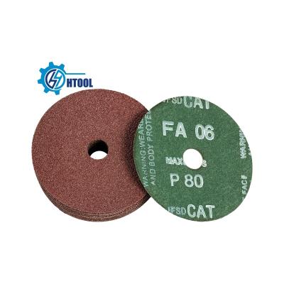 China Durable 125mm Aluminum Oxide Sand Paper Round Fiber Abrasive Red Aluminum Oxide Grinding Sanding Disc for sale