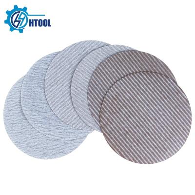 China Use for Furniture Self Adhesive Abrasive Sandpaper Aluminum Oxide Resin Fiber Hook and Loop Backer Around Sand Disc Discs White Sanding Paper for sale