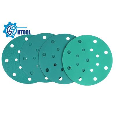 China Auto Parts Sand Disc Sand Paper 120mm Self Adhesive Green Hook and Loop Around Disc Aluminum Oxide Fiber Sandpaper Sandpaper for sale