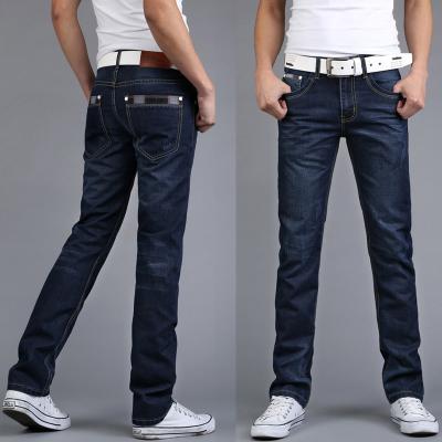 China 100% Cotton Dark Blue Mens Straight Tampered Leg Jeans , Hip Hop Mens Jeans for sale