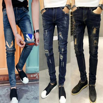 China Black Shiny Mens Super Skinny Stretch Jeans With Pockets Custom Different Patterns for sale