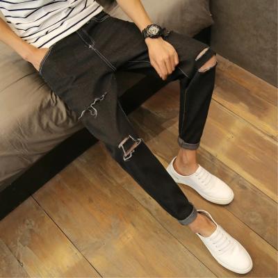 China High Waist Mens Super Skinny Jeans , Winter Warm Blue Pencil Skinny Jeans for sale