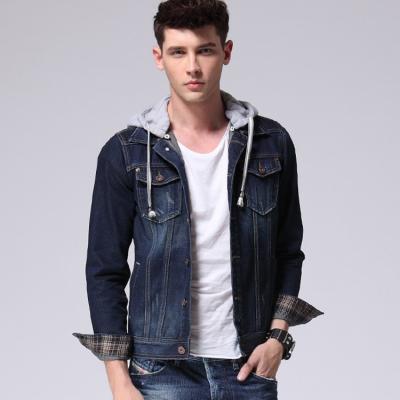 Cina Del bottone rivestimento classico del denim giù con la maglia con cappuccio per gli uomini, vestiti del denim del lavoro degli uomini in vendita