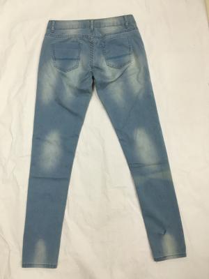 China Lavagem média calças de brim impressas Waisted altas Shredded da sarja de Nimes, calças de brim do Bootcut das mulheres à venda