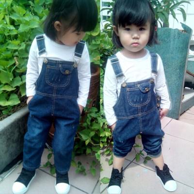 China Customized Color Denim Kids Overall Jeans For Baby Girls / Baby Boys / Toddlers for sale