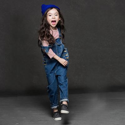 China British Style Girls Denim Overalls Size 8 , Super Soft Fabric Kids Jeans Jumpsuit for sale