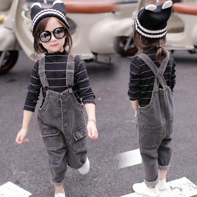 China Brown Slim Staight Fit Kids Overall Jeans Casual Style Wear Resistant for sale