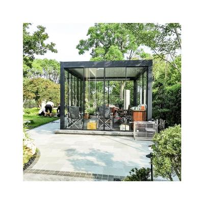 China Customized Motorized Waterproof Duplex Outdoor Aluminum Garden Arch Axles Pergolas , Free Standing Motorized Canopy Pergolas With Zip Screens for sale