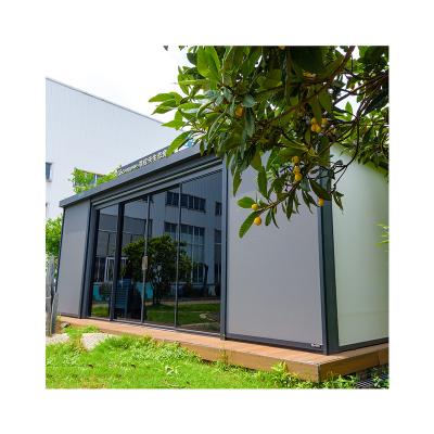 China Customized Motorized Waterproof Duplex Canopy Free Standing Motorized Pergolas With Zipper Screens, Outdoor Aluminum Garden Arches Axles Pergolas for sale