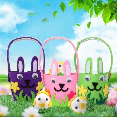 China 2021 New Bunny Basket Easter Decoration Basket Egg Easter Felt DIY Basket Eggs Easter Bunny for sale