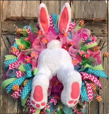 China Home decoration supplies 2021 holiday decoration bunny garland Easter decoration home door and window ornaments for sale