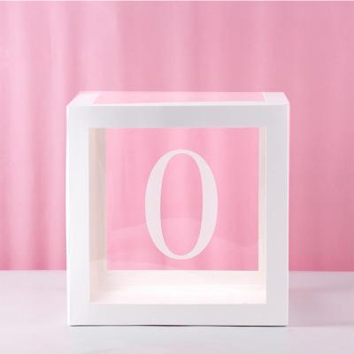 China Clear Alphabet Plastic Name Decor Baby Shower Packing Case Birthday Balloon Box Wedding 1st Birthday Party Decor Kids Latex Balloon for sale