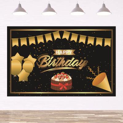 China Paper Jam Birthday Background Banner Birthday Party Background Cloth Decoration Flag Gold Cloth Hanging Banner Custom for sale