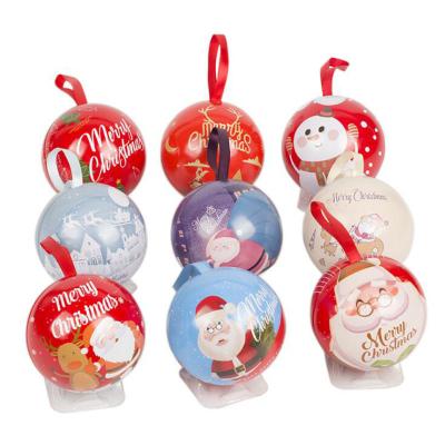 China Creative Christmas Eve Ornament Christmas Tin Ball Candy Jar Gift Ball Packaging Box Decorations For The Holiday for sale