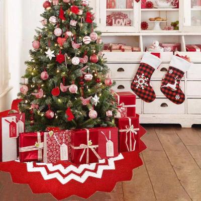 China Eco-Friendly 48 Inch Knitted Christmas Tree Edge Merry Christmas Decorations Corrugated Christmas Tree Red White Multilateral Bottom Apron for sale