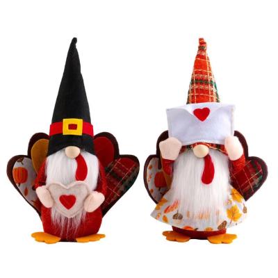 China Eco-Friendly Thanksgiving Gnome Turkey Headed Handmade Swedish Scandinavian Autumn Fall Farmhouse Hat Gnomes Plush Toy Decoration for sale