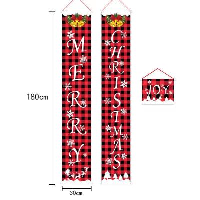 China 2021 Christmas Decorations Christmas Decorations Lattice Curtain Pull Flag Door Grid Red Flame Hanging Party Atmosphere Decorate Couplet Pull Flag for sale