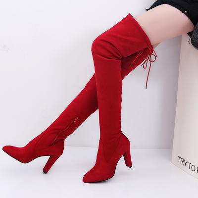 China Anti-odor winter boots for women above the knee heels, 8cm high, frosted, size 35 to 43 thigh boot for sale