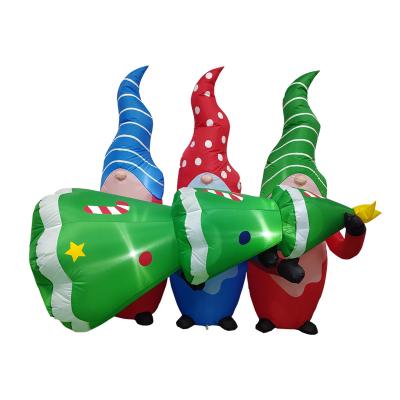 China Beauty Decorations Three Elves With Christmas Tree Ornaments Luminous Inflatable Outdoor Christmas Yard Decorations for sale