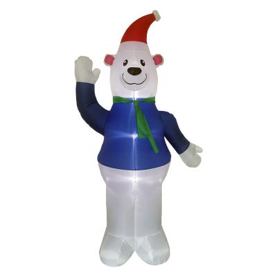 China Beauty New 7ft Yard Outdoor Decorations Blue Polar Bear With LED Light Inflatable Christmas Ornaments for sale