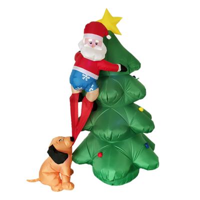 China Home Decorations.Gifts 6ft Santa Claus On Tree Belt LED Suitable For Outdoor Indoor Lawn Inflatable Christmas Decoration for sale